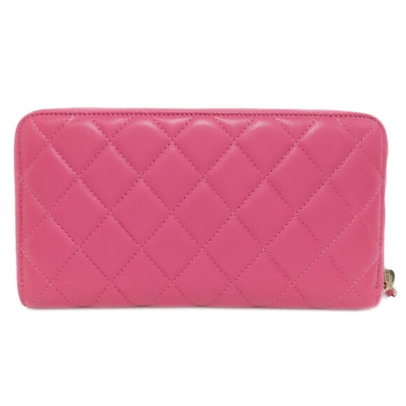 CHANEL Pink Lambskin Leather Logo Wallet - Picture 2 of 11
